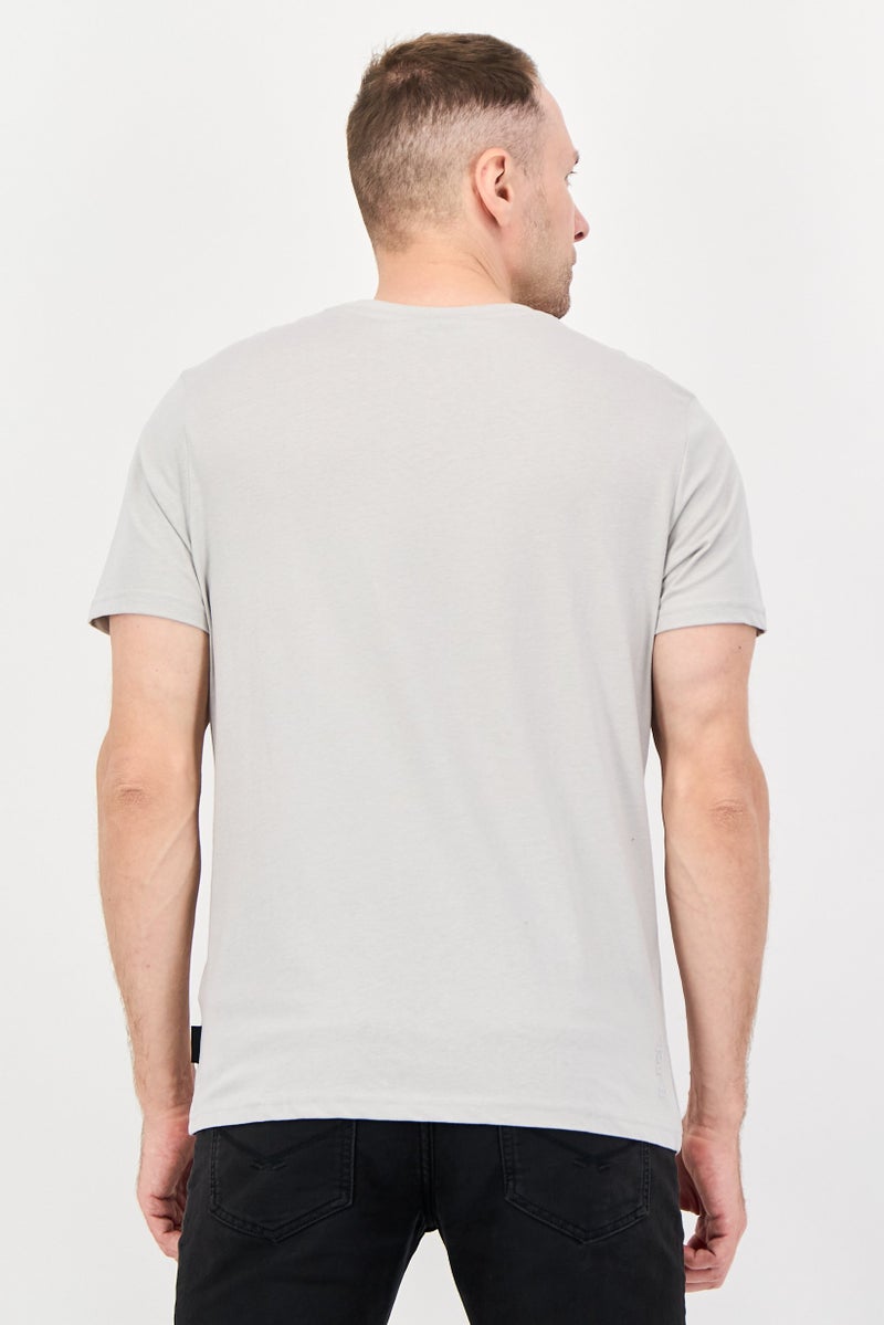 Bench Men Crew Neck Short Sleeve Brand Logo T-Shirt, Grey - Image 3